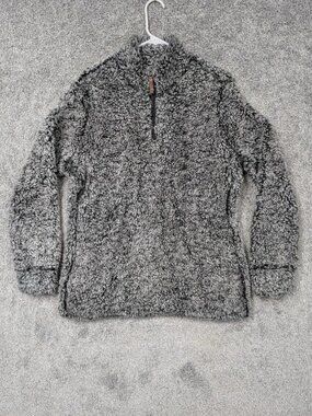 Weatherproof Vintage Jacket L Gray Sherpa Fleece 1/4 Zip Cozy Outdoor Athleisure